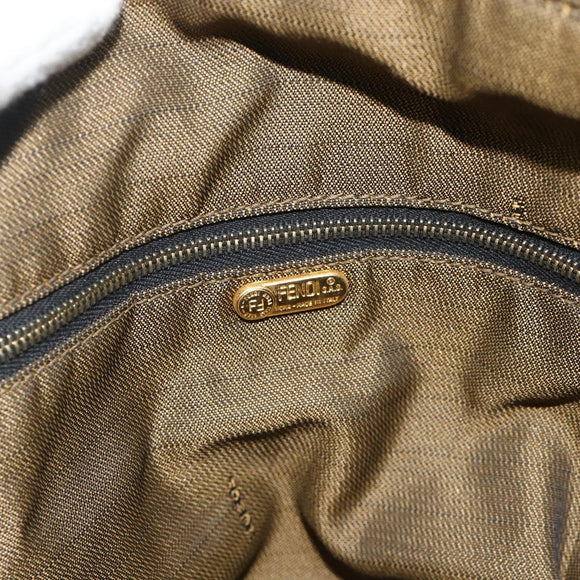 FENDI Zucca Canvas Hand Bag Black Brown Auth bs34606