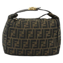 FENDI Zucca Canvas Hand Bag Black Brown Auth bs34606-13
