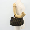 FENDI Zucca Canvas Hand Bag Black Brown Auth bs34606-22