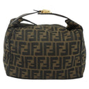 FENDI Zucca Canvas Hand Bag Black Brown Auth bs34606-2