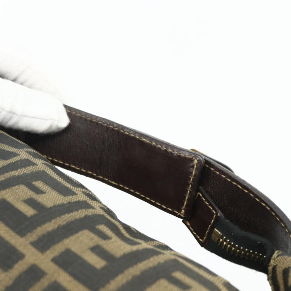 FENDI Zucca Canvas Hand Bag Black Brown Auth bs34606