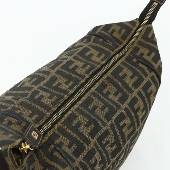 FENDI Zucca Canvas Hand Bag Black Brown Auth bs34606