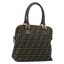 FENDI Zucca Canvas Hand Bag Black Brown Auth bs34607-1
