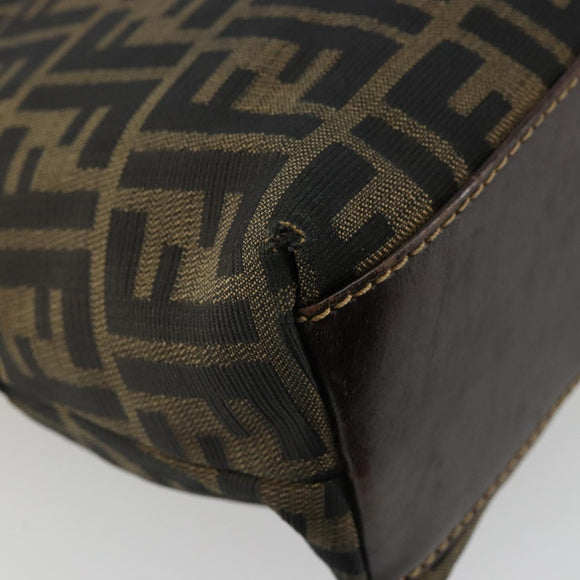 FENDI Zucca Canvas Hand Bag Black Brown Auth bs34607