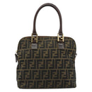 FENDI Zucca Canvas Hand Bag Black Brown Auth bs34607-13