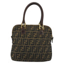 FENDI Zucca Canvas Hand Bag Black Brown Auth bs34607-2