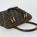 FENDI Zucca Canvas Hand Bag Black Brown Auth bs34607-6