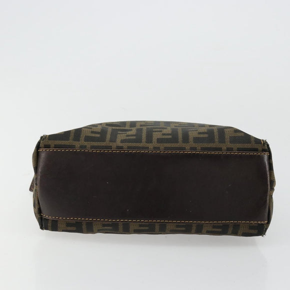 FENDI Zucca Canvas Hand Bag Black Brown Auth bs34607