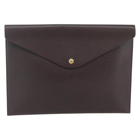 LOUIS VUITTON Taiga Document Case Acajou M99087 LV Auth bs34620