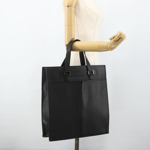 CARTIER Tote Bag Leather Black Gold Auth bs34621