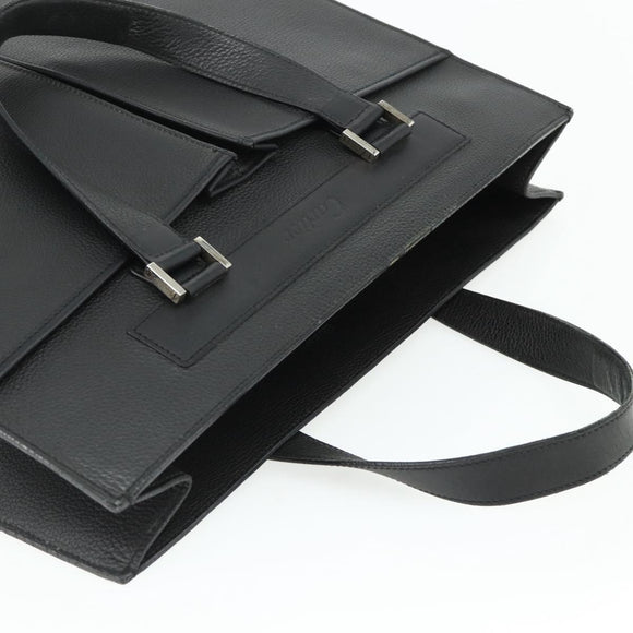 CARTIER Tote Bag Leather Black Gold Auth bs34621