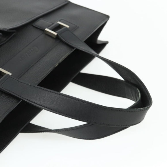CARTIER Tote Bag Leather Black Gold Auth bs34621