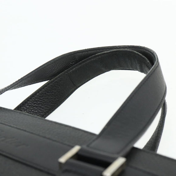 CARTIER Tote Bag Leather Black Gold Auth bs34621