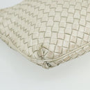 BOTTEGA VENETA INTRECCIATO Shoulder Bag Leather White Gold Auth bs34622-14