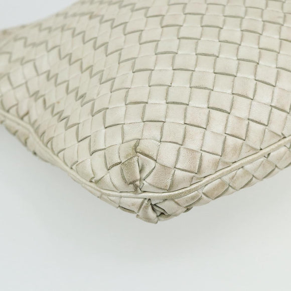 BOTTEGA VENETA INTRECCIATO Shoulder Bag Leather White Gold Auth bs34622