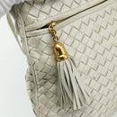 BOTTEGA VENETA INTRECCIATO Shoulder Bag Leather White Gold Auth bs34622-17