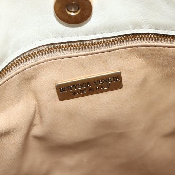 BOTTEGA VENETA INTRECCIATO Shoulder Bag Leather White Gold Auth bs34622