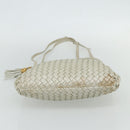 BOTTEGA VENETA INTRECCIATO Shoulder Bag Leather White Gold Auth bs34622-5