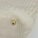 BOTTEGA VENETA INTRECCIATO Tote Bag Leather White Gold Auth bs34623-8