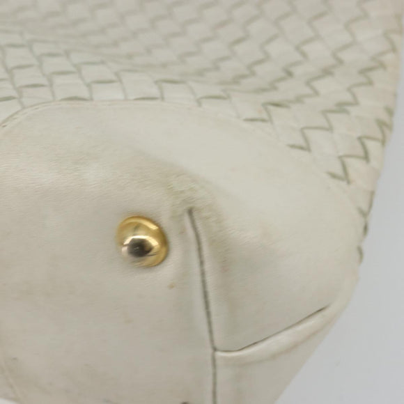 BOTTEGA VENETA INTRECCIATO Tote Bag Leather White Gold Auth bs34623