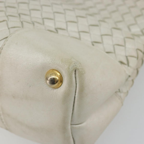 BOTTEGA VENETA INTRECCIATO Tote Bag Leather White Gold Auth bs34623