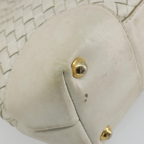 BOTTEGA VENETA INTRECCIATO Tote Bag Leather White Gold Auth bs34623