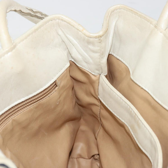 BOTTEGA VENETA INTRECCIATO Tote Bag Leather White Gold Auth bs34623