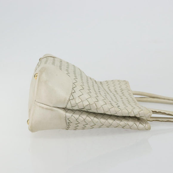 BOTTEGA VENETA INTRECCIATO Tote Bag Leather White Gold Auth bs34623