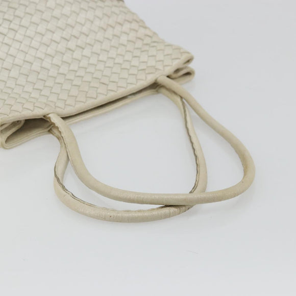 BOTTEGA VENETA INTRECCIATO Tote Bag Leather White Gold Auth bs34623