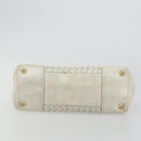 BOTTEGA VENETA INTRECCIATO Tote Bag Leather White Gold Auth bs34623-5