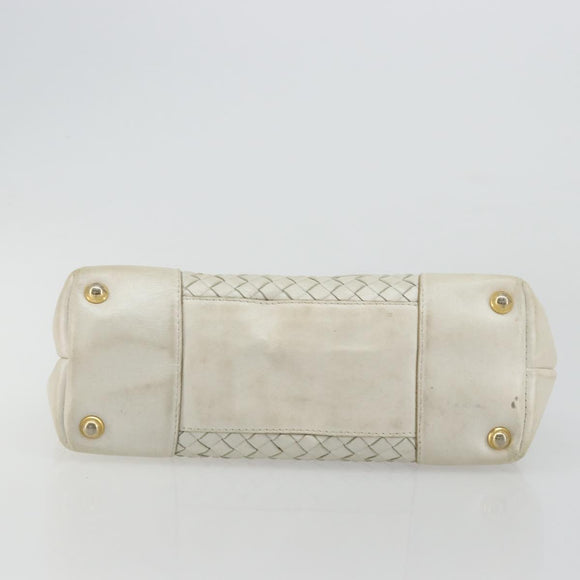 BOTTEGA VENETA INTRECCIATO Tote Bag Leather White Gold Auth bs34623