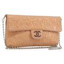 CHANEL Chain Shoulder Bag Patent Leather Pink Silver CC Auth bs34632A-1