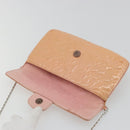 CHANEL Chain Shoulder Bag Patent Leather Pink Silver CC Auth bs34632A-17