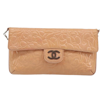 CHANEL Chain Shoulder Bag Patent Leather Pink Silver CC Auth bs34632A - 0