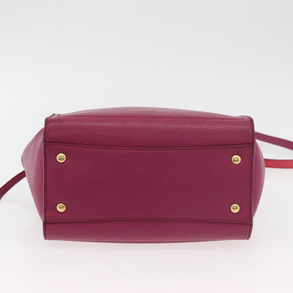 Salvatore Ferragamo Gancini Hand Bag Leather 2way Purple Gold Auth bs34636
