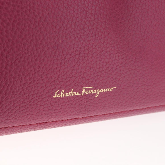 Salvatore Ferragamo Gancini Hand Bag Leather 2way Purple Gold Auth bs34636