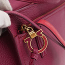 Salvatore Ferragamo Gancini Hand Bag Leather 2way Purple Gold Auth bs34636-20