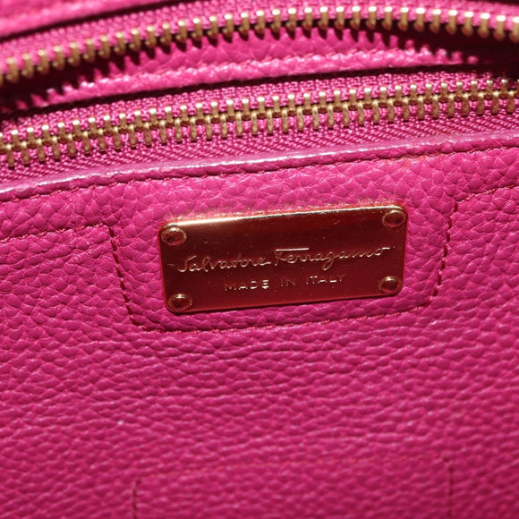 Salvatore Ferragamo Gancini Hand Bag Leather 2way Purple Gold Auth bs34636