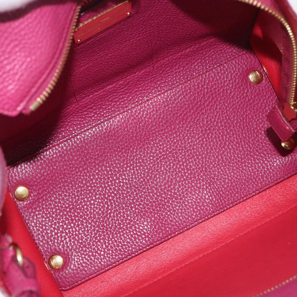 Salvatore Ferragamo Gancini Hand Bag Leather 2way Purple Gold Auth bs34636
