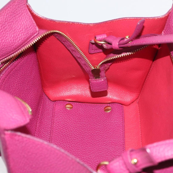 Salvatore Ferragamo Gancini Hand Bag Leather 2way Purple Gold Auth bs34636