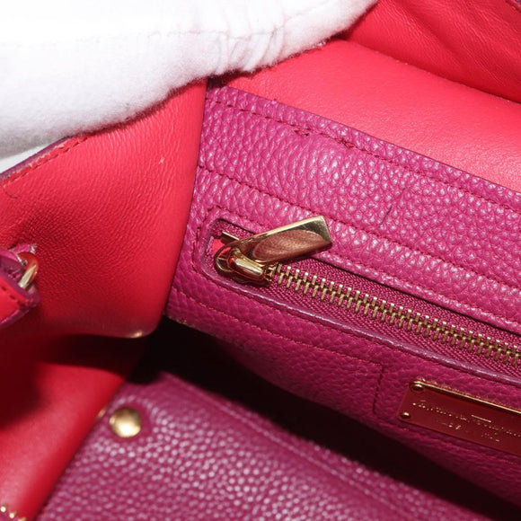 Salvatore Ferragamo Gancini Hand Bag Leather 2way Purple Gold Auth bs34636