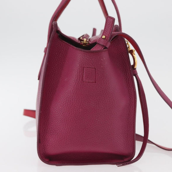 Salvatore Ferragamo Gancini Hand Bag Leather 2way Purple Gold Auth bs34636