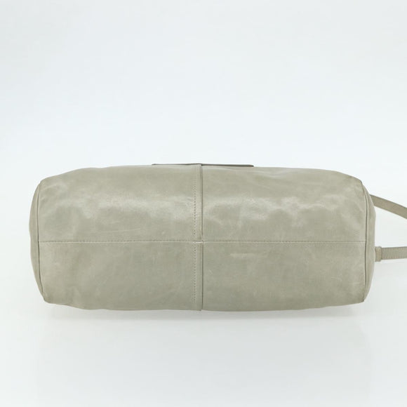 PRADA Handtas Leer 2way Grijs Goud Auth bs34637