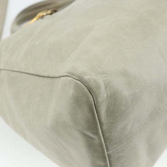 PRADA Handtas Leer 2way Grijs Goud Auth bs34637