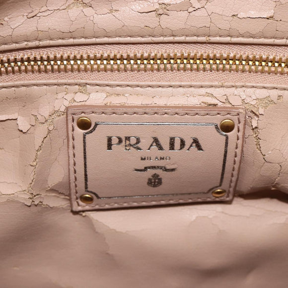 PRADA Handtas Leer 2way Grijs Goud Auth bs34637