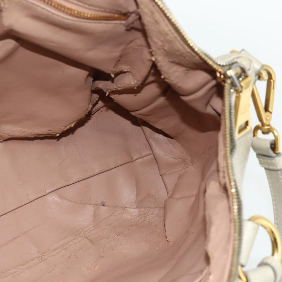 PRADA Handtas Leer 2way Grijs Goud Auth bs34637