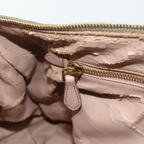 PRADA Handtas Leer 2way Grijs Goud Auth bs34637