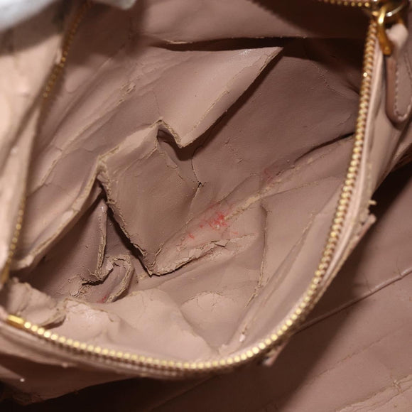 PRADA Handtas Leer 2way Grijs Goud Auth bs34637