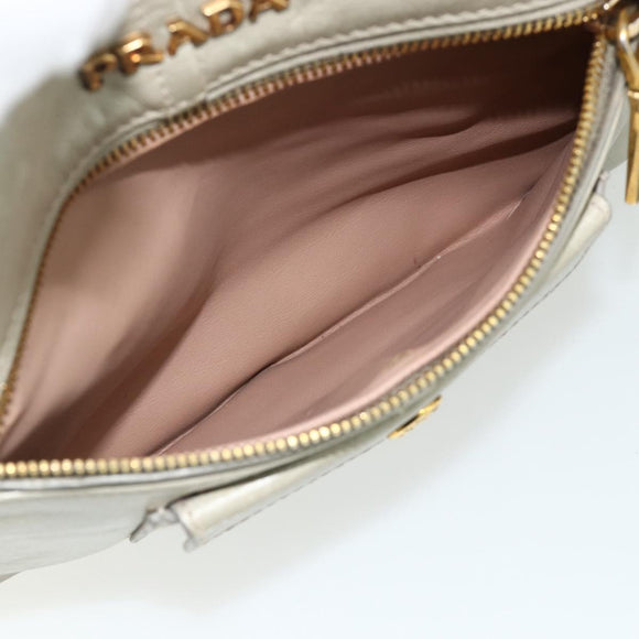 PRADA Handtas Leer 2way Grijs Goud Auth bs34637