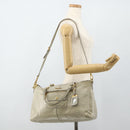 PRADA Handtas Leer 2way Grijs Goud Auth bs34637-28